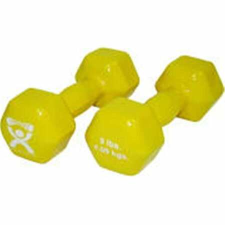 FABRICATION ENTERPRISES 9 lbs Solid Iron Dumbbell Color-Coded Vinyl Coated - Yellow FAB 10-0558